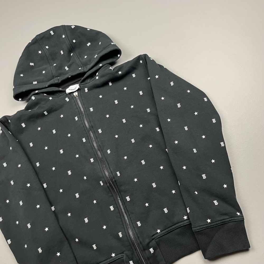 Burberry Zip Hoodie Kids 14Y Black Star TB Monogram Print 8036947